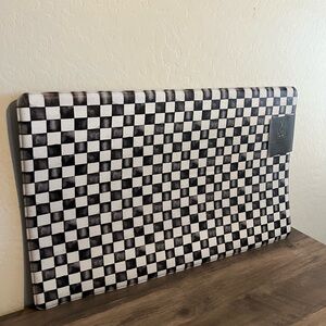 VC Home New York Black & White Brushed Checkered Kitchen Memory Foam Mat 18”x30”